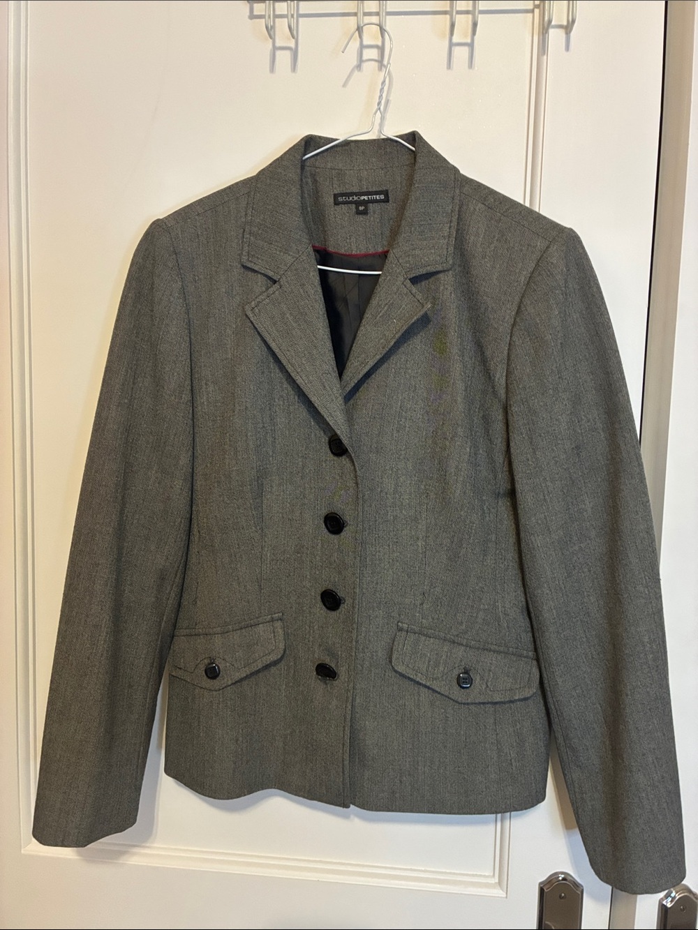 Studio Works Gray Herringbone Tailored Blazer 👵MT
